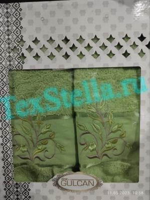 Подарочный набор полотенец зелено салатневый цветок 2шт. 50*90 см. и 70*140 см.  в Донецке ДНР
