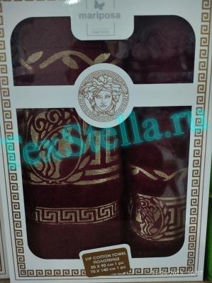 Подарочный набор полотенец версаче коричневое 2шт. 50*90 см. и 70*140 см.  в Донецке ДНР
